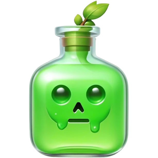 Clash of Clans aesthetic: Cinematic Playful Pixel 3D green health Potion Emoji, rendered in a 3D vector-style similar to standard emojis with minimal shading and bold, simplified shapes. A compact, distinct form with signature details, softly glowing with a pixelated adventure charm. Simplified yet unmistakably iconic, highly detailed and consistent, glowing with a soft radiance and high shine. Stylized with a touch of classic pixel-art charm and a soft glowing outline, capturing the essence of a beloved gaming relic with a friendly, playful manner! emoji