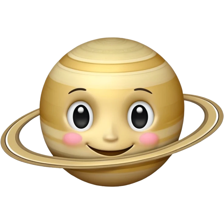 Saturn planet with rings and a cute smiling face emoji