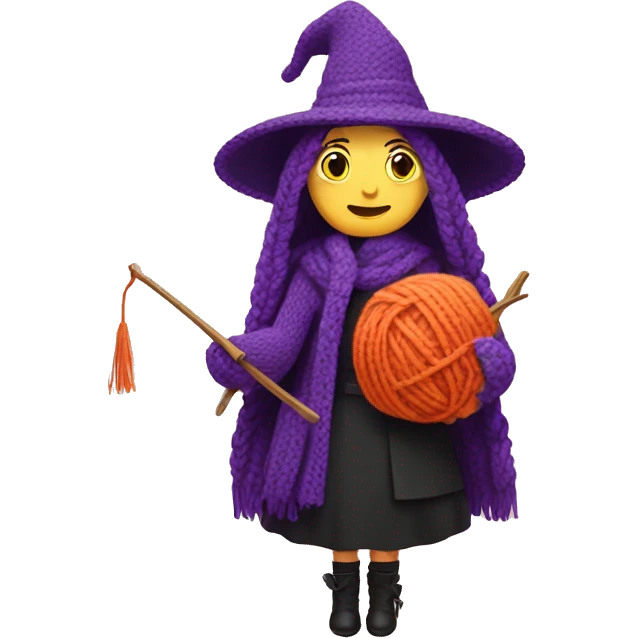 knitting and witch emoji