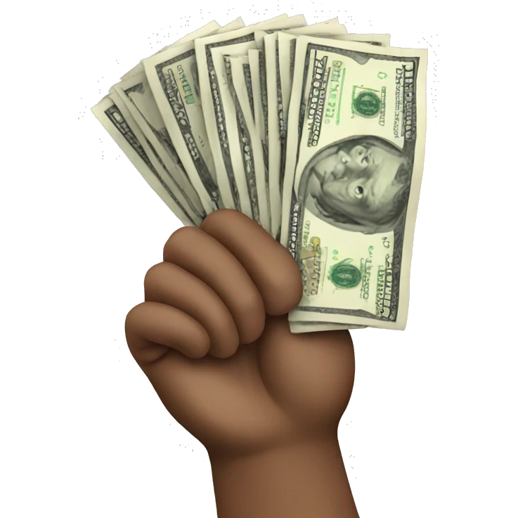 Hand holding a stack of cash emoji