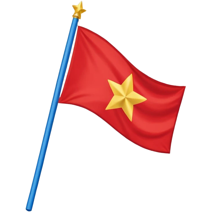 Bandeira vermelha, com um retângulo branco na diagonal cortando toda a bandeira, e uma estrela azul no centro emoji