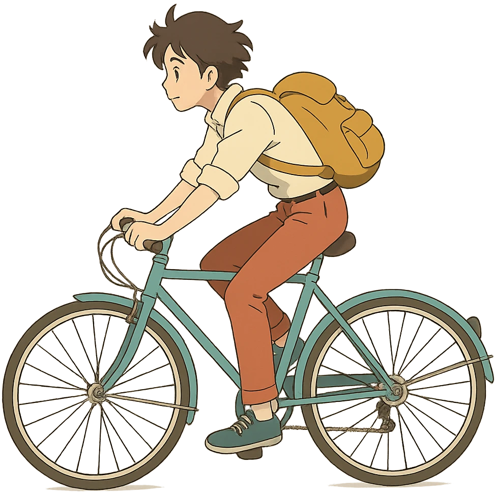 ghibli style person riding a bike emoji