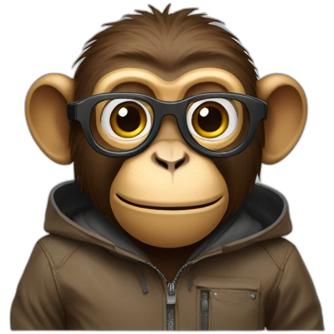 A monkey with googles and coat emoji