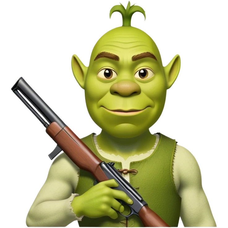 Very thin Shrek with shotgun emoji