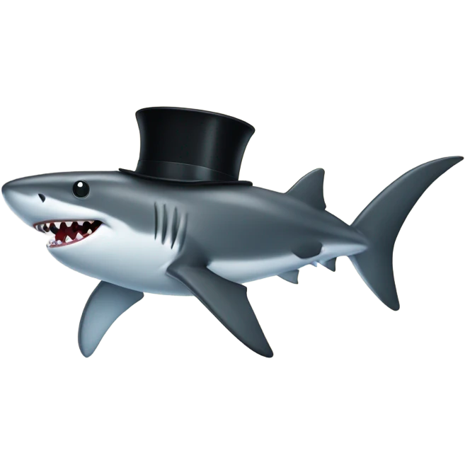 Shark with a top hat emoji