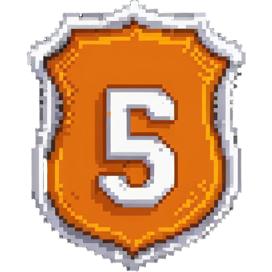 Detailed HTML5 logo with orange shield and white '5' in pixelated retro style emoji