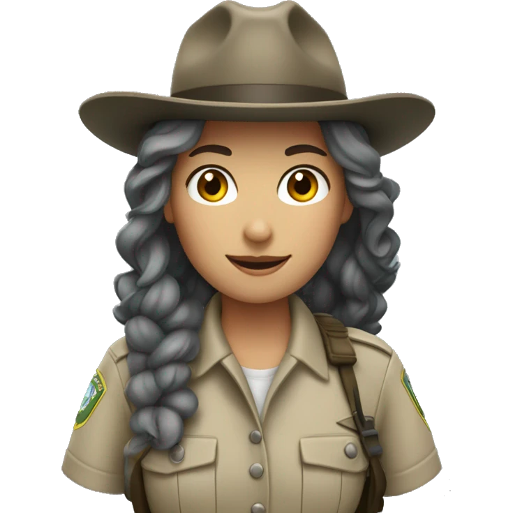 park ranger white girl dark gray hair emoji