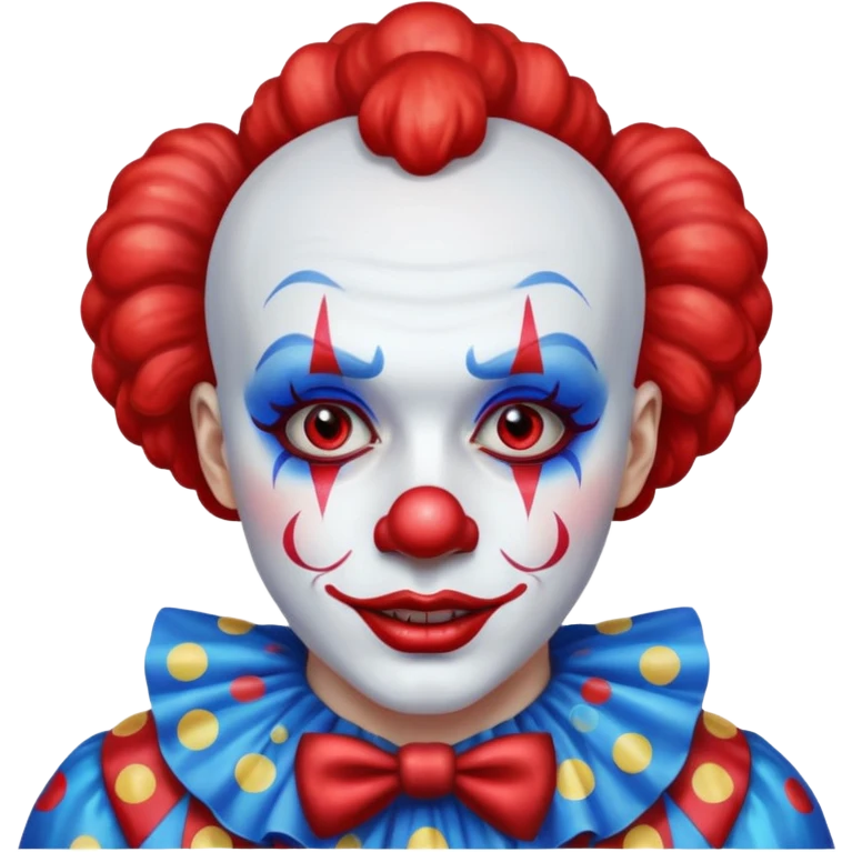 glitter red and blue clown emoji