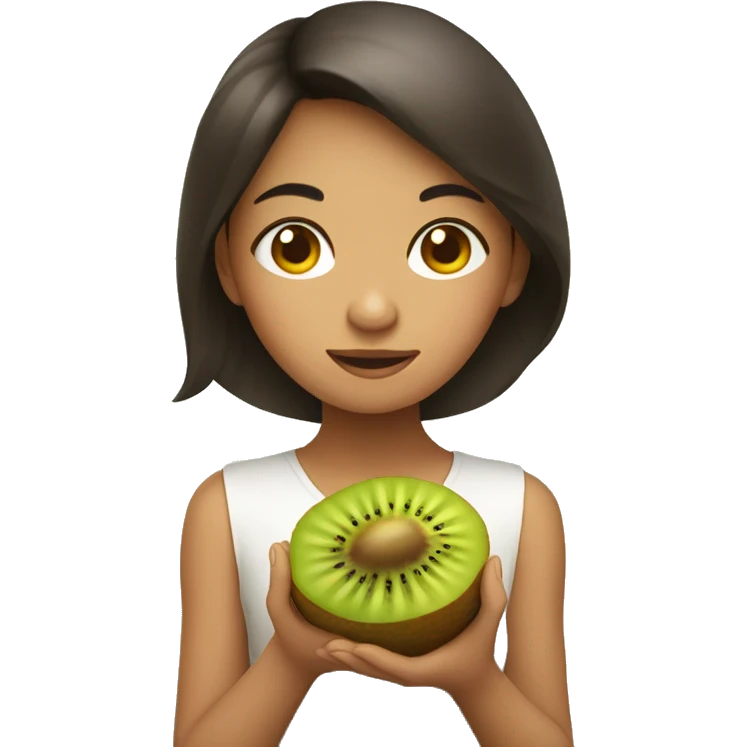 philipino girl holding a kiwi emoji