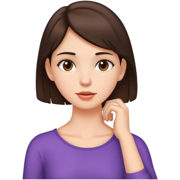 Brunette girl holding her neck emoji