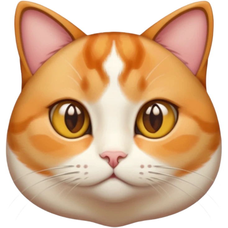 calico cat with cute slim face, small head, hazel eyes, and short but chubby body emoji