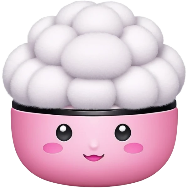 makeup powder puff with pink handle and soft white puff emoji