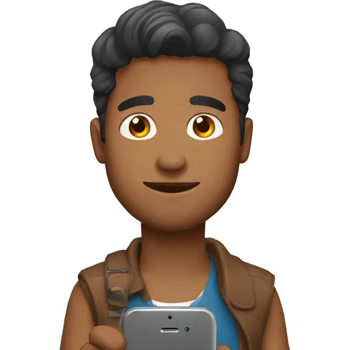 brown man holding phone wonderong emoji