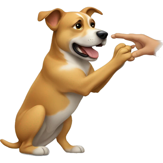 Dog high fiving a human  emoji