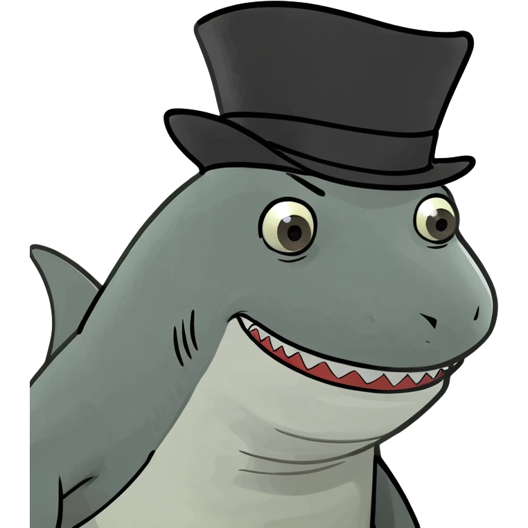 Shark with a top hat emoji