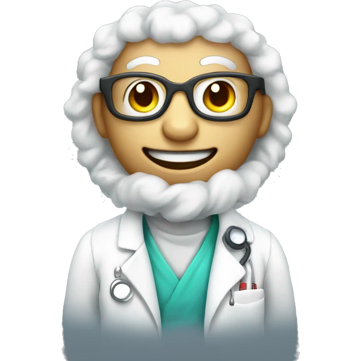 Humanoid ram in a labcoat smiling  emoji
