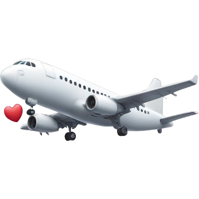 plane taking off with little hearts emoji