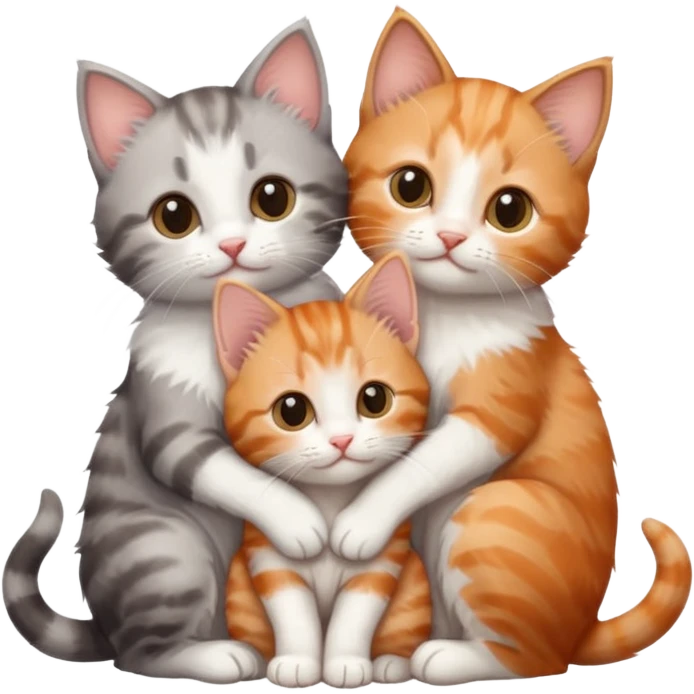 6 tiny kittens cuddling together all different colours, the first one is grey and white, the second is ginger and white and the third is brown tabby and white emoji