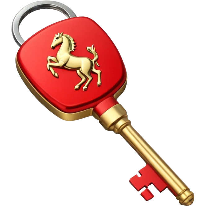 red Ferrari key with a gold background emoji