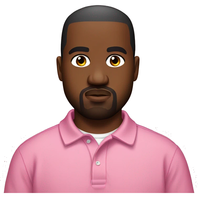 kanye west wearing a pink polo shirt emoji
