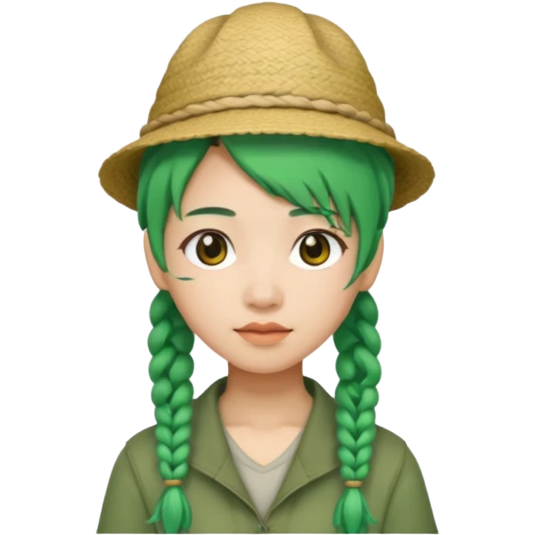 chinese green haired tourist with braids an hat emoji