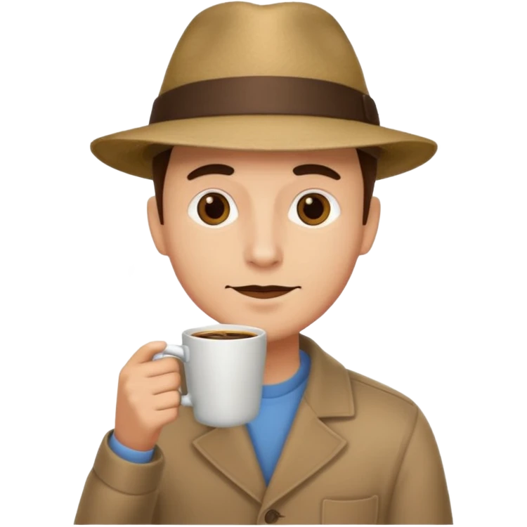 glasses man drink coffe with hat  emoji