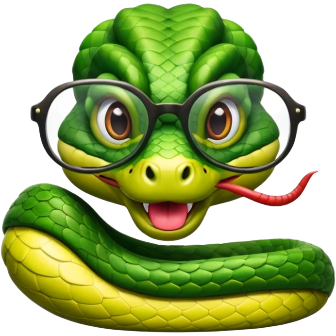 Snake with glasses sticking tongue out emoji