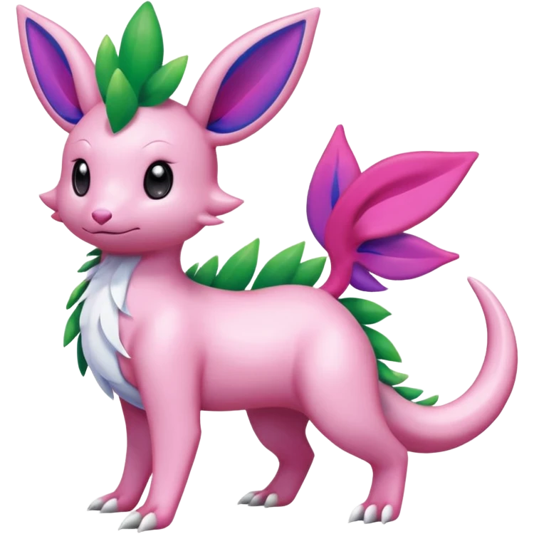Shiny Shaymin-Salandit-Sylveon-Amaura-Fakémon-hybrid-creature (full body)  emoji