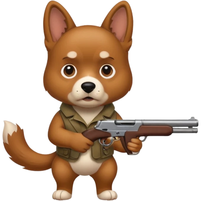 A dog holding a gun emoji