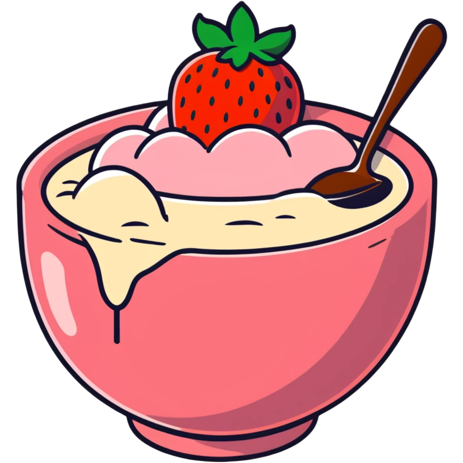 hot bowl of strawberry porridge with steam emoji