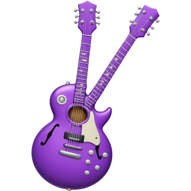 a purple Christmas ornament with a guitar emoji
