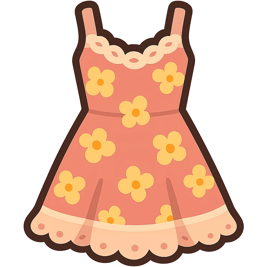 frilly lacey floral pink summer sundress, flat twitter-style emoji emoji