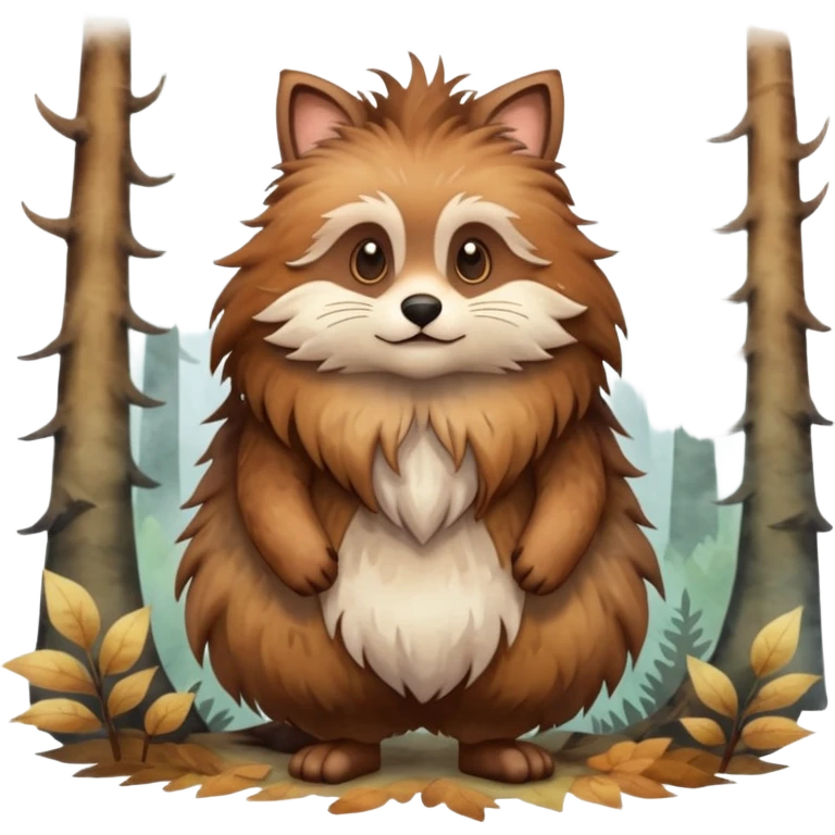 watercolor furry creature in a misty forest emoji
