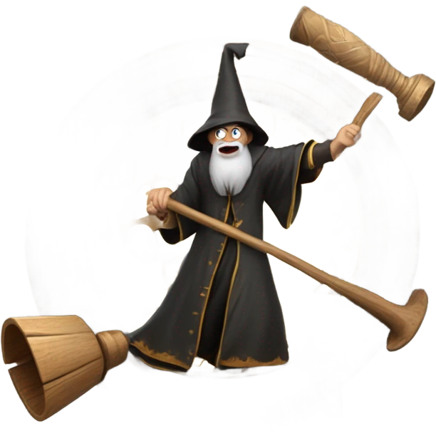 wizard destroy big clock with a mallet emoji