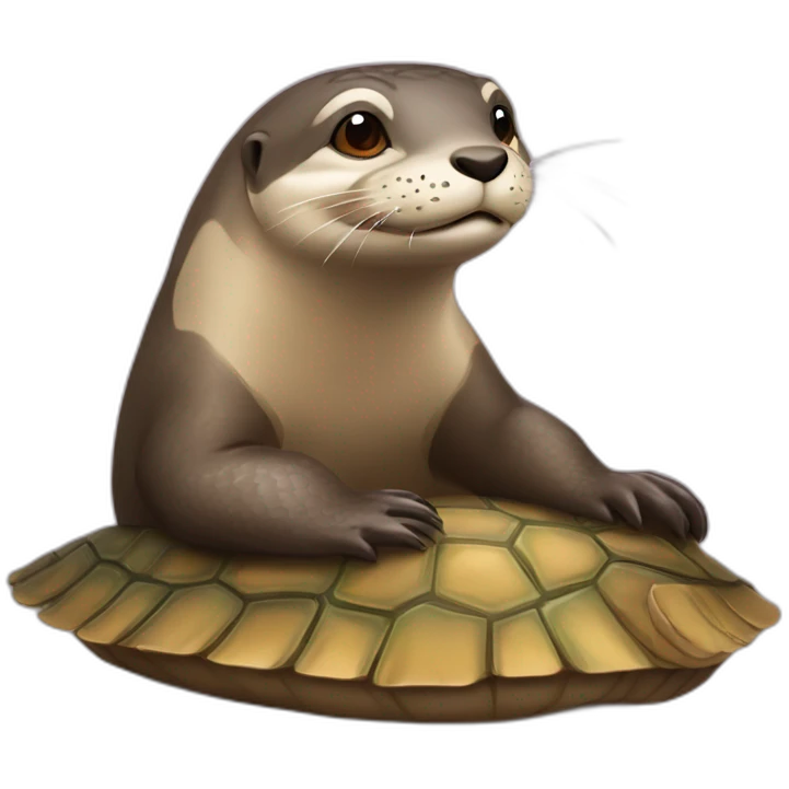 Une loutre sur une tortue emoji