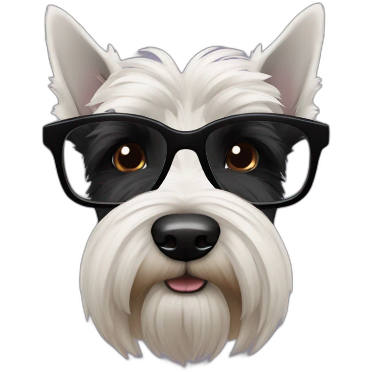 black senior Scottish terrier glasses black emoji