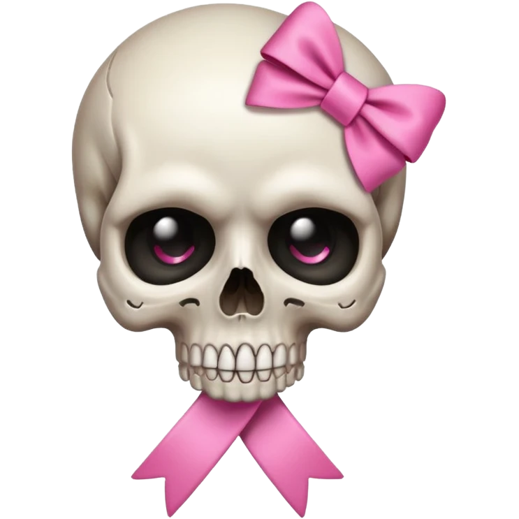 skull emoji with pink ribbon pookie emoji