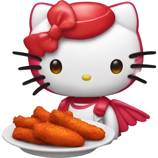 hello kitty eating hot wings emoji