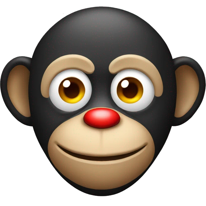 A monkey with a red clown nose emoji