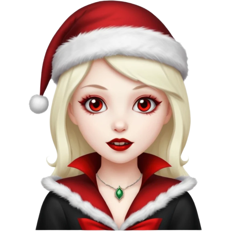 sexy vampire girl with Christmas hat emoji