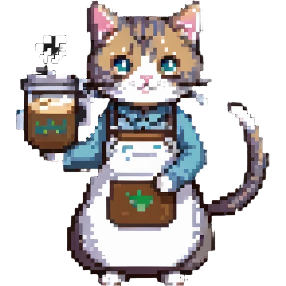 cat barista with apron emoji