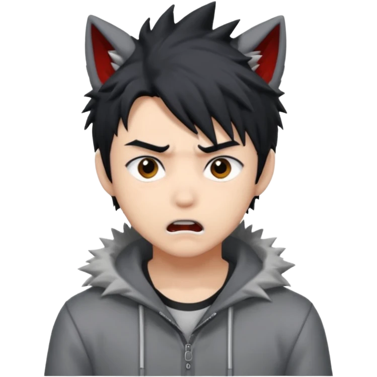 Wolf Anime Boy scared emoji