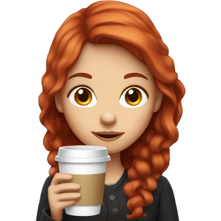 Red hair girl holding coffee emoji