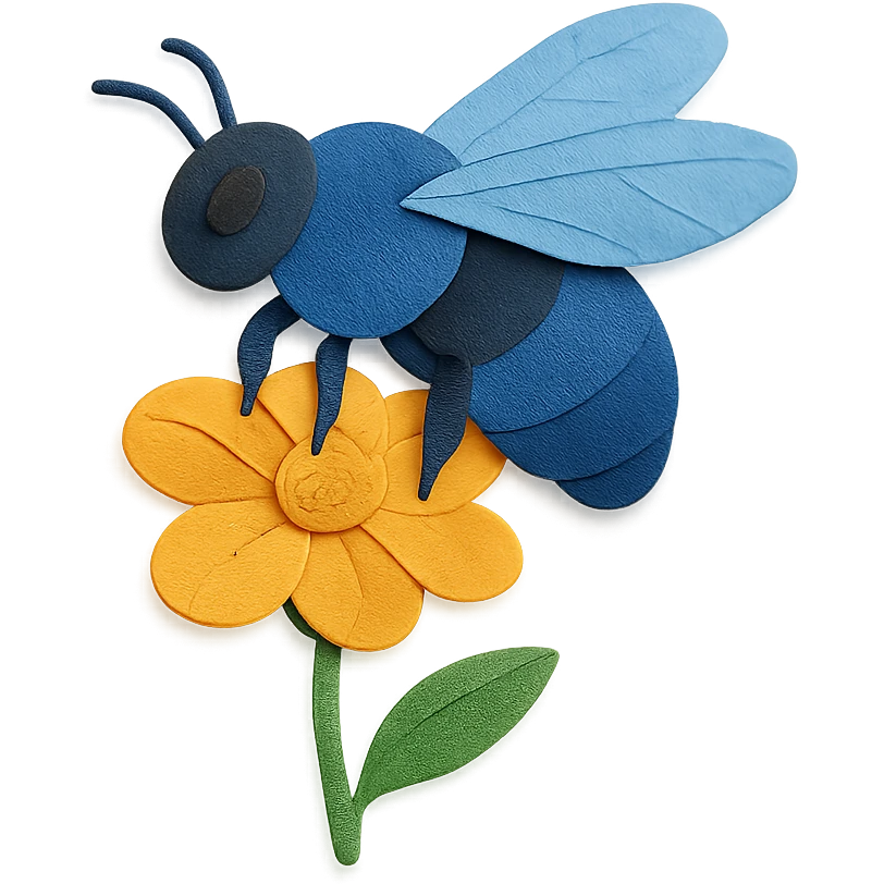 giant blue carpenter bee on a flower emoji