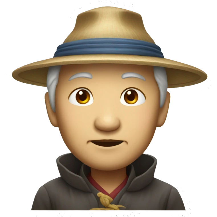 Old Chinese man with traditional Chinese hat emoji