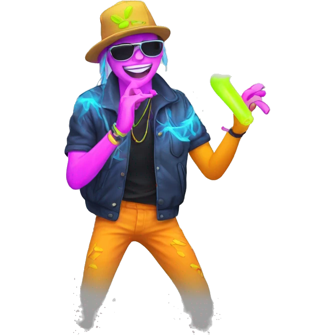 Rave party dancing neon smoking emoji