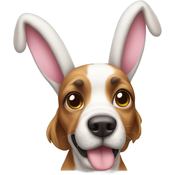 Dog wearing bunny ears emoji