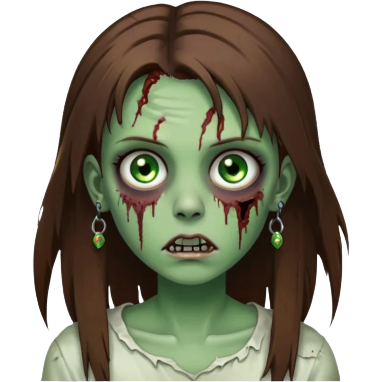 a zombie girl with straight brown hair long with piercings emoji