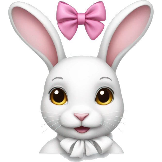 White bunny with pink bows on ear emoji
