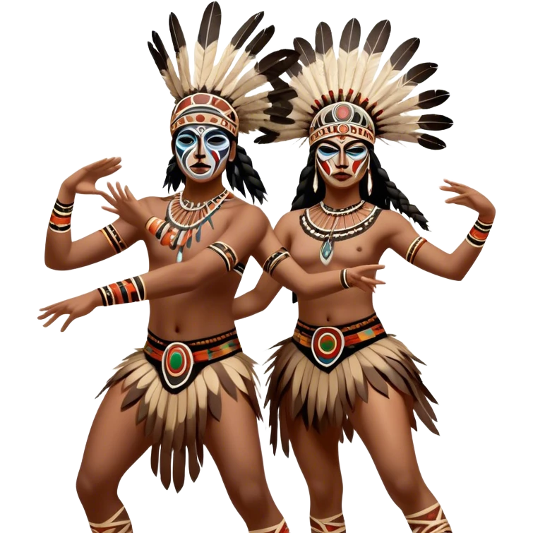 Cinematic Realistic scene of two indigenous dancers performing an Aboriginal Corroboree, adorned in intricate traditional body paint and ceremonial attire, captured in fluid motion with earthy tones and vibrant, cultural lighting emoji